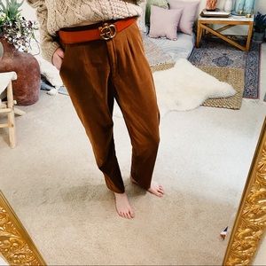 Vintage faux suede classic fit camel tone trouser